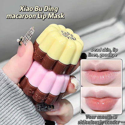 Cappuvini Macaron Fruit Flavor Lip Mask Deeply Hydrating Long-Lasting Moisturizing Soften Fine Lines Lip Care Lipstick Base