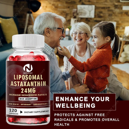 Liposomal Astaxanthin Capsules 24mg for Brain, Heart Vitality, Skin, Joint, Eye, Immune Health