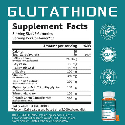 Glutathione Gummies,Containing Vitamin C and Milk Thistle,Whiten Skin,Promote Healthy Joints,Hair,and Nails,and Purify Skin
