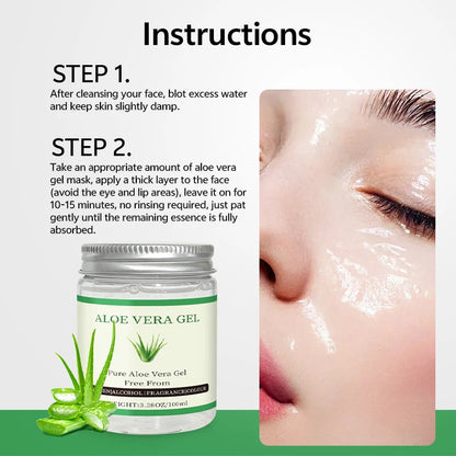 YUVK Organic aloe vera gel, deeply moisturizing and effectively hydrating. Ideal for hair, scalp, face, dry skin, acne.