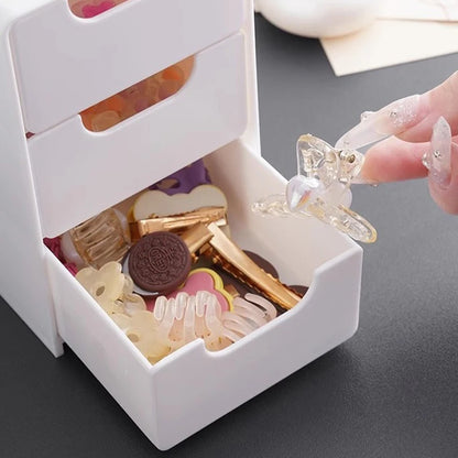 3-Tier Cosmetic Storage Box Organizer With Drawers Multifunctional Countertop Storage For Jewelry Makeup Brush Office Supplies