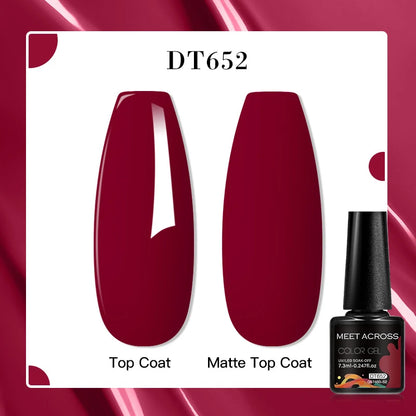 MEET ACROSS 8 Colors Mirror Gel Nail Polish Long-lasting Quick-drying Metallic Gold Silver Red Semi Permanent Varnish Nail Art