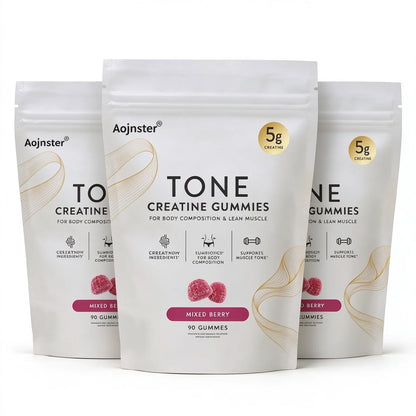 Aojnster Tone Creatine Gummies, for Body Composition & Lean Muscle, Mixed Berry, 5g Creatine, 90 Gummies