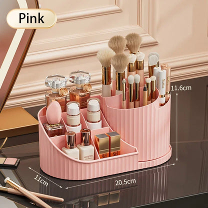 360° Rotatable Cosmetic Organizer Lipstick Makeup Brush Holder Desktop Cosmetic Display Cabinet for Dresser Living Room