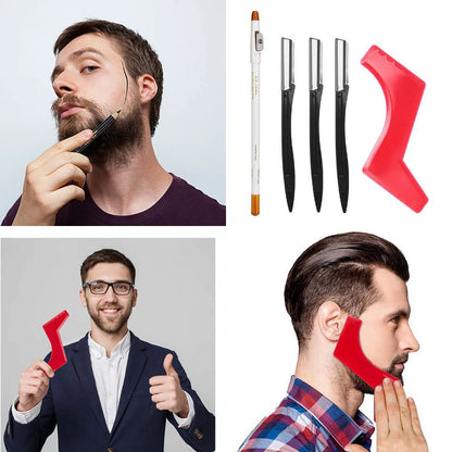Men Razors Beard Shaving Tool Kit Man Styling Template Stencil Whiskers Comb Beard Pencil Hair Removal