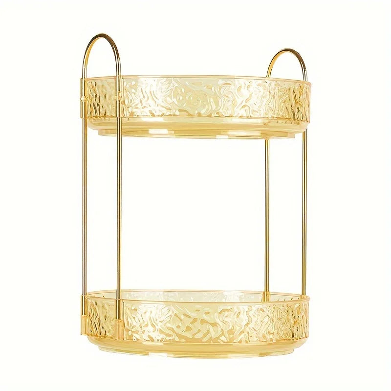 1Pc/Water Ripple Pattern Bedroom Vanity Cosmetic Rotating Storage Rack Box Bathroom Desktop Perfume and Skincare Tray