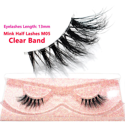 Half Lashes Mink Eyelashes Fluffy Soft False Eyelashes Wispy Cross Mink Eye Lashes Natural Short Mink Eyelash Extension Makeup