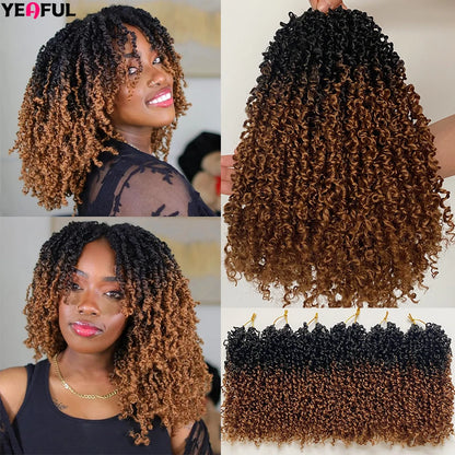 1-6 Packs Yanky Twist Crochet Hair 12"Pre-twisted Natural Black Kinky Mini Spring Twist Small Curly Senegalese Twist Hair Braids