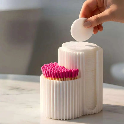 2-Hole Cotton Swab & Makeup Pad Storage Box Dustproof Container For Sponges Nail Tools, Vanity Desk Organizer