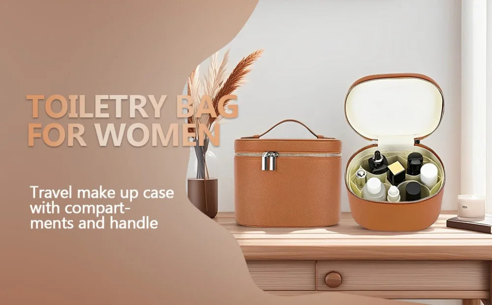 Large Capacity Cosmetic Box PU Leather Internal Storage Box Travel Organizer Bag Waterproof Zipper Closure Makeup Bag Daily Use