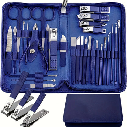 30Pcs Manicure Pedicure Kit Nail Clippers Kit Professional Stainless Steel Nail Care Tool Toenail Clipper Cutters Travel Case