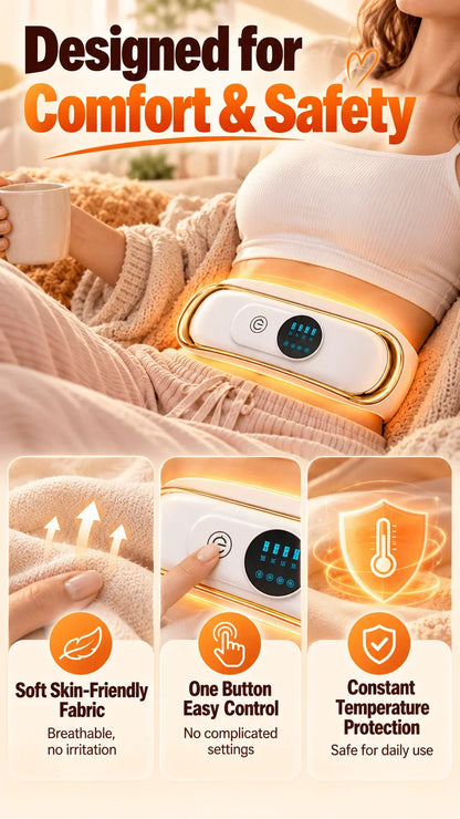 3 in 1 Heating Vibration Waist Belt Period Pain Relief Menstrual Cramp Massager for Lower Back Relax & Waist Shaping Aid
