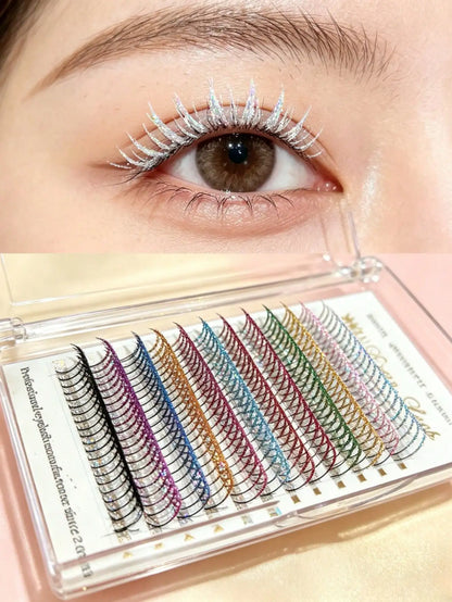 Domi Lash 12 Line 12 Color Cosplay Eyelash Extension New Fashion Christmas Glitter Soft Mink False Eyelash Individual Lashes