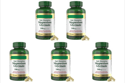 Magnesium Glycinate Capsules High Absorption Supports Muscle Relaxation Supports Bone Health 120 Capsules for Adults