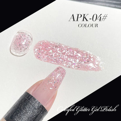 AS 15ml Sparkle Platinum Gel Nail Polish Shiny Pink Gold Silver Glitter Painting Gel Drawing Semi Permanent Tpo Free Varnish