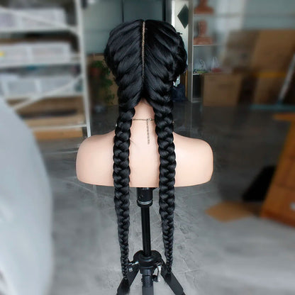 Double Dutch Braids Synthetic Cornrow Braided Wigs Braided Lace Front Wig for Black Women
