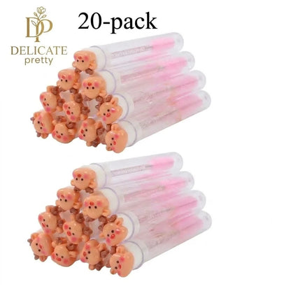 20-Pack Christmas Women Micro Spoolies Ultra-Fine Eyelash & Eyebrow Brushes Lash Extension Wand Comb Makeup Brushes Eyebrow Comb