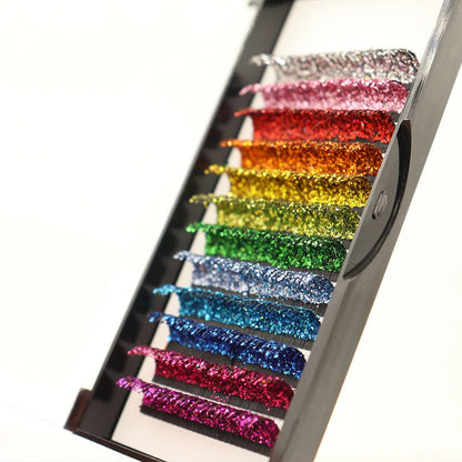 Christmas Mix Color Glitter Lashes Fashion Shiny Colorful Russian Volume Individual Eyelash Extensions Colors Glitter Lashes