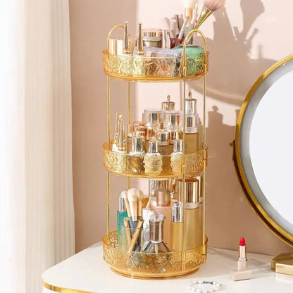 1Pc/Water Ripple Pattern Bedroom Vanity Cosmetic Rotating Storage Rack Box Bathroom Desktop Perfume and Skincare Tray