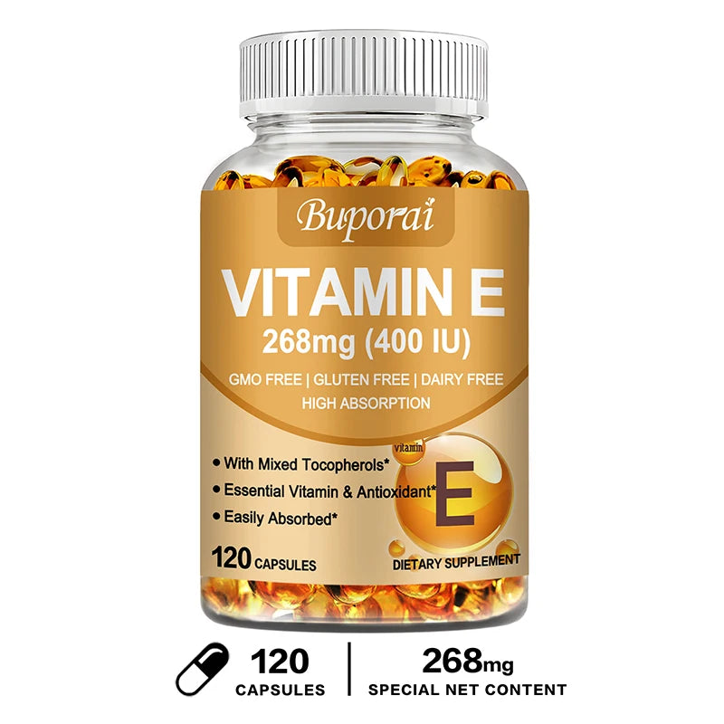 Vitamin E - Promotes Skin, Hair, Nails, Immune and Eye Health, Antioxidant