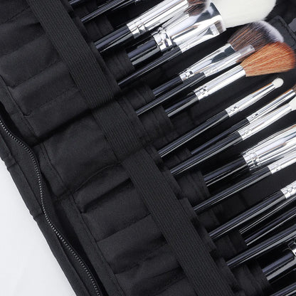 Large Black Foldable Makeup Bag 14-40 Hole Storage Organizer for Beauty Brushes Cosmetic Pouch with Handles