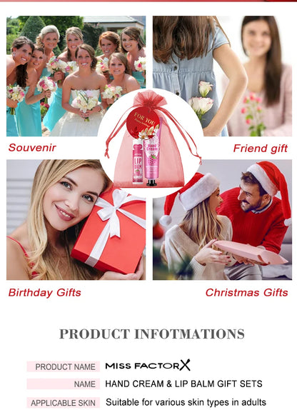24PCS/Box Bulk Lip Balm Bulk Hand Cream Bulk Red Thank You Card and Red Gauze Bag Newlywed Thank You Gifts to Guests Christmas