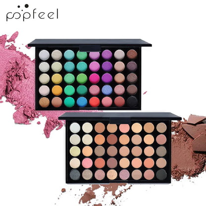 POPFEEL 40-Color Eyeshadow Palette with 8 Pink Eyeshadow Brushes – Matte & Shimmer Shades for Everyday Makeup, Long-lasting