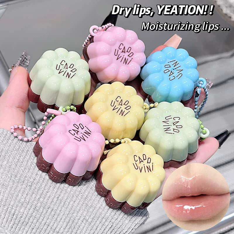 Cappuvini Macaron Fruit Flavor Lip Mask Deeply Hydrating Long-Lasting Moisturizing Soften Fine Lines Lip Care Lipstick Base