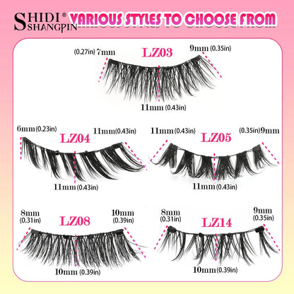 Reusable Magnetic Eyelashes 1 Pair Natural Curly Fluffy Magnetic False Eyelashes No Glue Needed Lashes Makeup with Tweezer Set