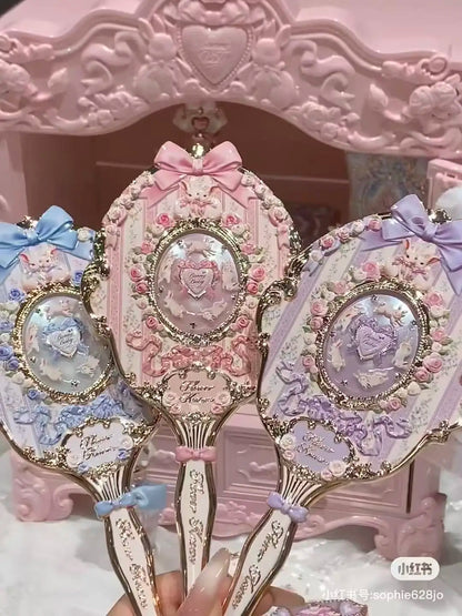 Flower Know Bunny Garde Series Compact Handheld Mirror Portable Cosmetic Makeup Mirror