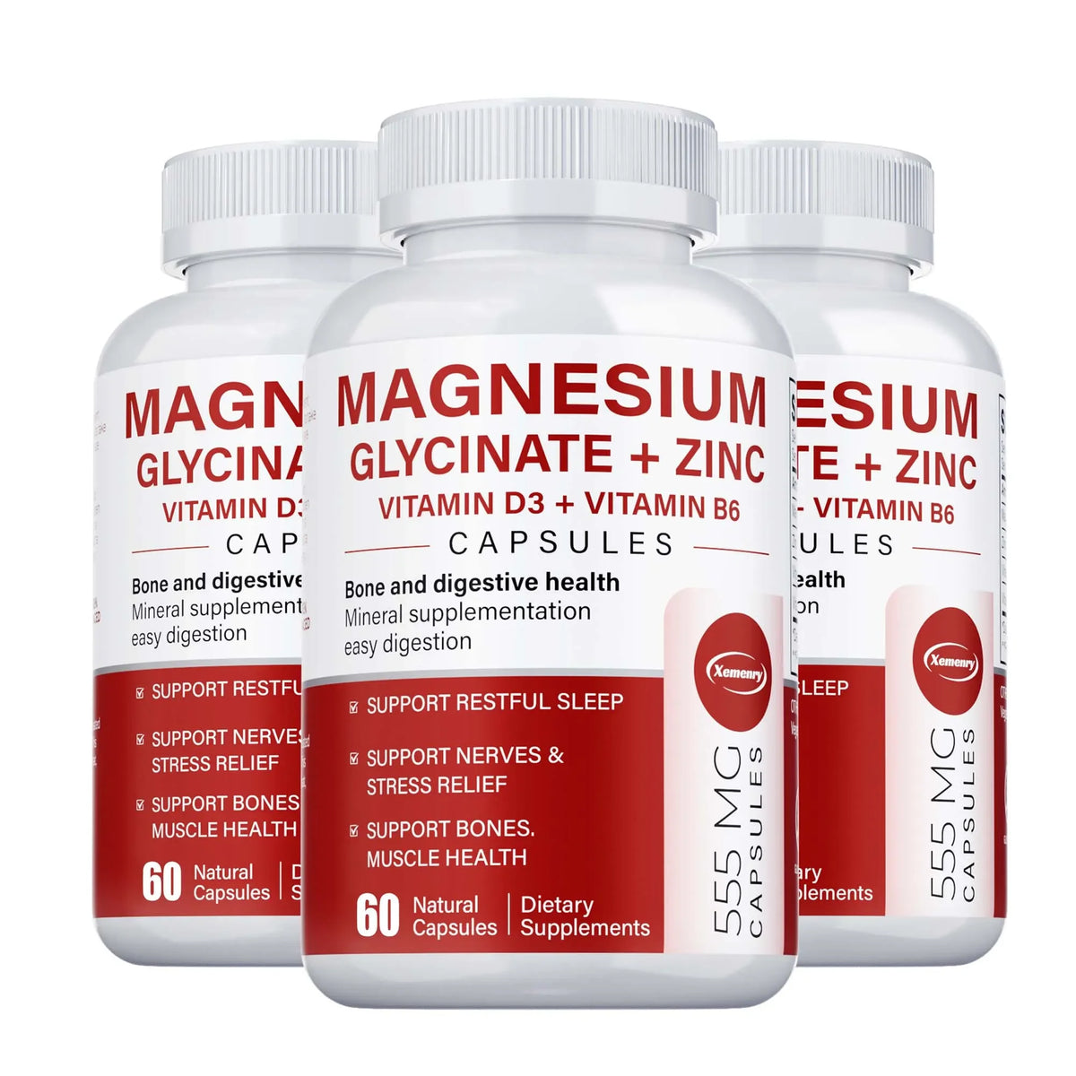 Magnesium Glycinate + Zinc - Improves Sleep Quality, Promotes Cardiovascular Bone and Heart Health, Promote Intestinal Digestion