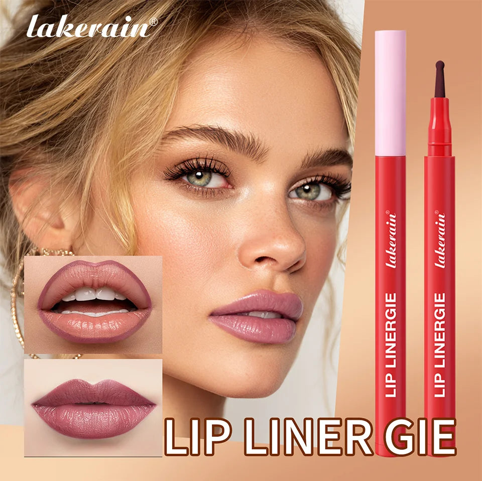Lakerain Lip Liner Waterproof Transfer-proof Long-lasting Wear Pen Style Felt Head Design Blendable Lip Liner Stain Pen