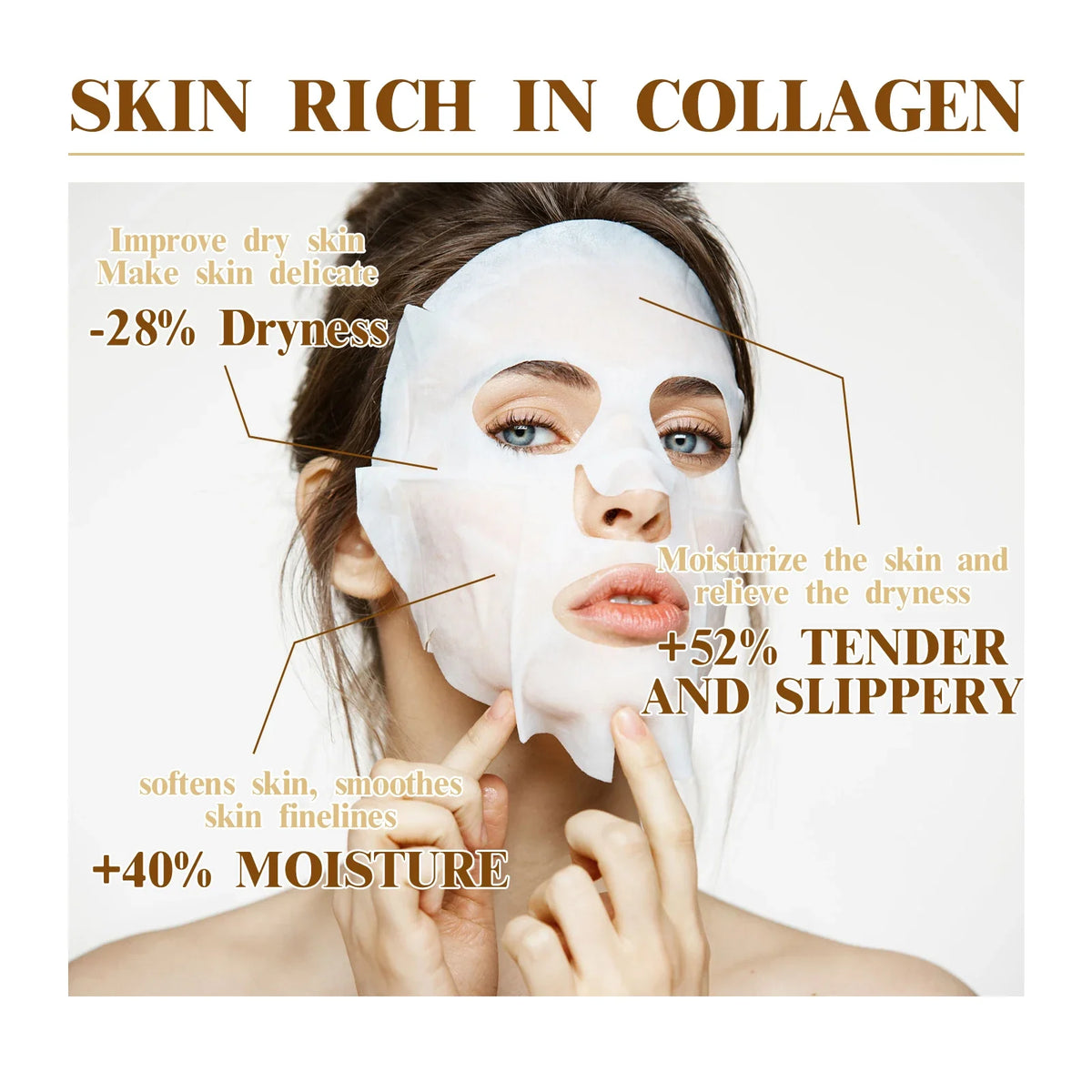 10PCS Collagen Anti Wrinkle Facial Mask Anti Aging Fade Fine Lines Firm Skin Moisturizing Brightening SkinCare Korean Cosmetics