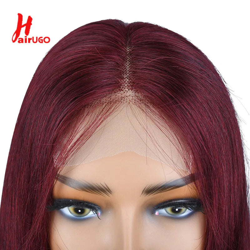 99J Straight 13x4 Lace Front Wigs Human Hair Brazilian Burgundy Straight Human Hair Wigs For Woman 4x4 Lace Closure Wigs HairUGo