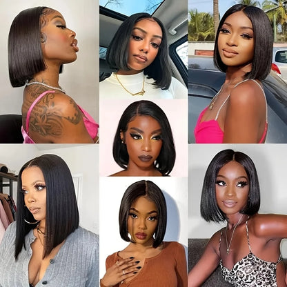 5x5 Glueless Bob Wigs Human Hair Pre Plucked Pre Cut Wear and Go 13x6 HD Lace Front Closure Wig Straight Short Wig 250 Density