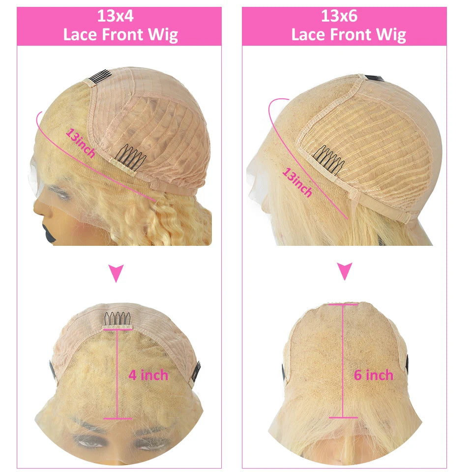 Luxurious #4/613 Blonde Wave Bob 13x4 Lace Front Human Hair Wigs For Women 5x7 Glueless Transparent Closure Wig Preplucked Wigs