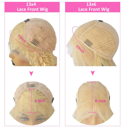Luxurious #4/613 Blonde Wave Bob 13x4 Lace Front Human Hair Wigs For Women 5x7 Glueless Transparent Closure Wig Preplucked Wigs
