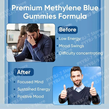 Methylene Blue Gummies with PQQ NAC Vitamin B2 & B3, Supports Cognitive Clarity & Cellular Energy Brain Nutrient for Adults 30Ct