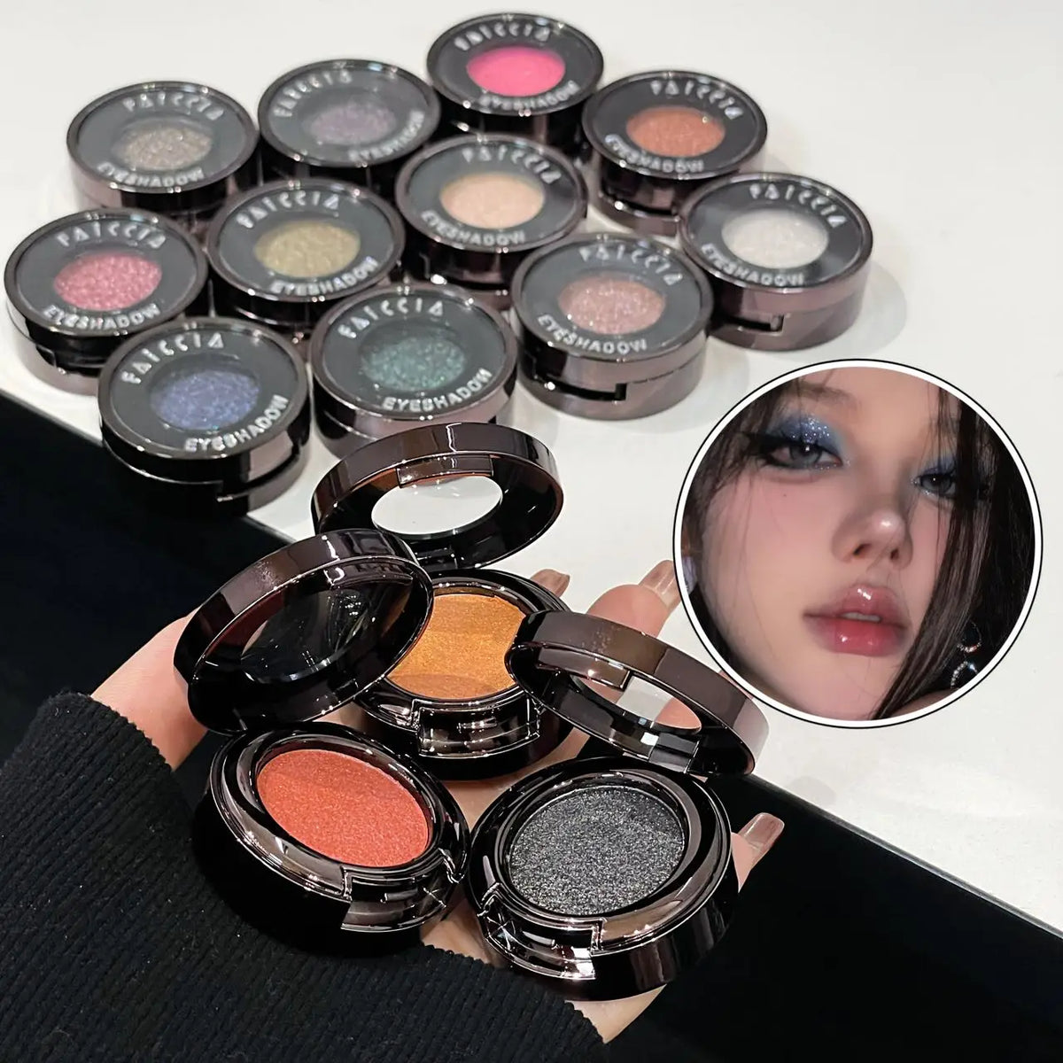 Metallic Glitter Smoked Green Eyeshadow Cream Chameleon Blue Sparkling Shimmer Highlighter Eyeshadow Palette Eye Shadow Makeup