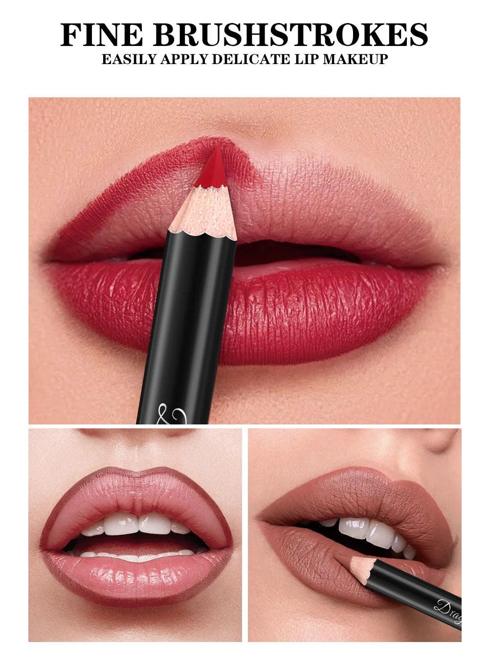 Long Lasting Matte Lip Liner 12 Colors Set Waterproof High Pigment Nude Wooden Pencil Lip Makeup Kit for Daily Use