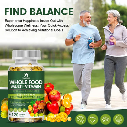 Whole Food Multivitamin Minerals Capsules, Supplement For Stress, Energy And Immune Support