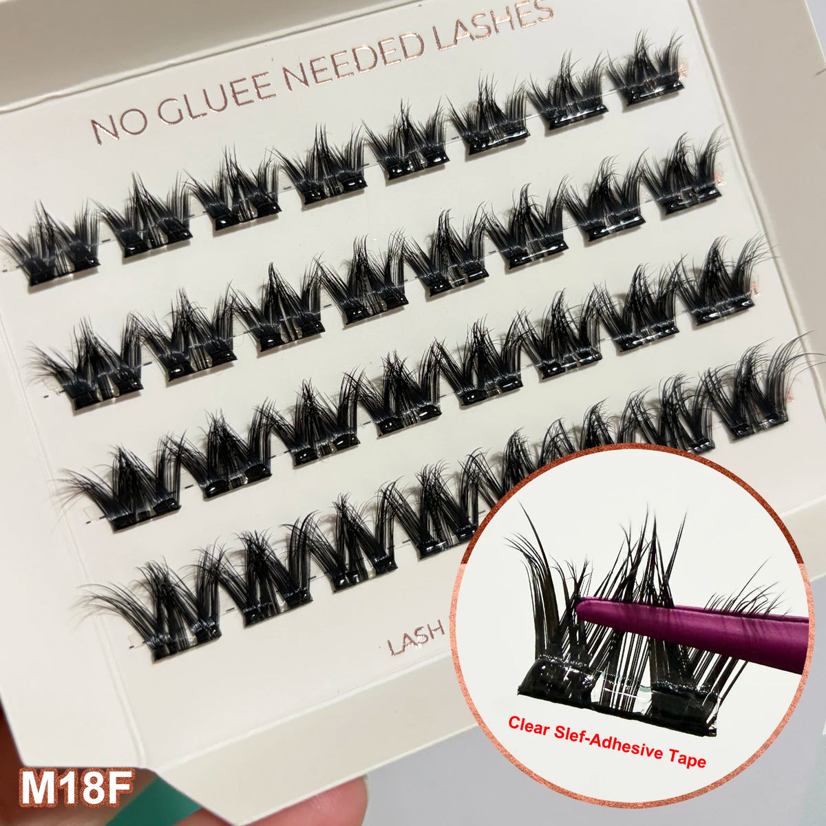 Self Adhesive Cluster Lashes Wide Pre‑glued Tap Natural DIY Eyelash Extension No Glue Need Eyelashes Press On Manga Lashes