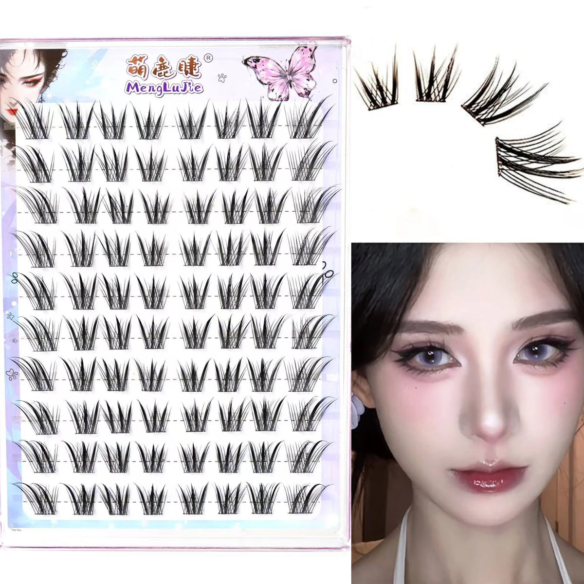 New Chinese Style False Eyelashes Foxes Style Dense Single Cluster Segmented Natural Wispy Lash Enlarge Eyes Perfect Eye Makeup