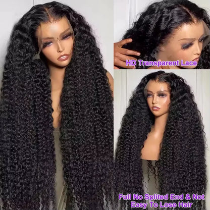 38Inch Deep Wave Frontal Wig Transparent 13x4 13x6 HD Lace Frontal Human Hair Wigs Curly Human Hair Lace Frontal Wigs For Women