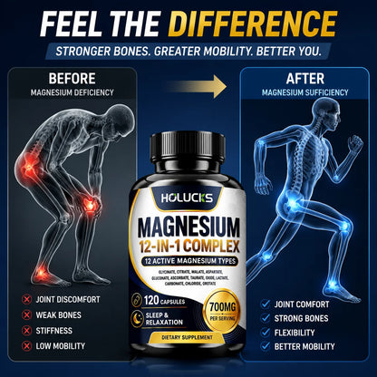 Magnesium Complex Supplement, Support Muscle, Bone & Joint Health, Improve Sleep Quality, Calm Mood, Boost Energy & Nerve Health