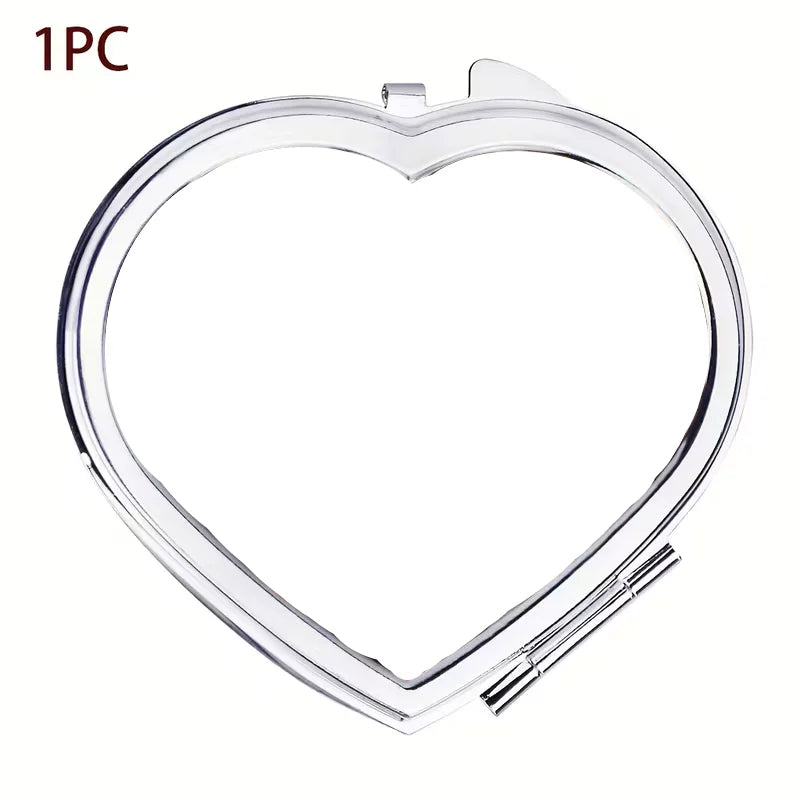 Custom Heart-Shaped Photo Makeup Mirror - Double-Sided Portable Folding Magnifier, Personalized Gift for Wife/Mom/Girlfriend