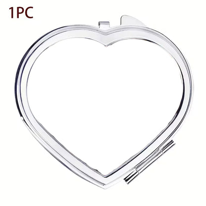 Custom Heart-Shaped Photo Makeup Mirror - Double-Sided Portable Folding Magnifier, Personalized Gift for Wife/Mom/Girlfriend