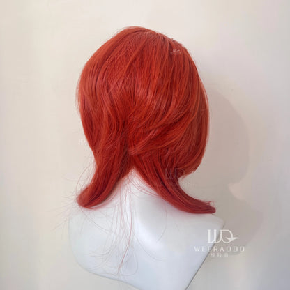 Orange Red  13x4 Synthetic Lace Front Wigs for Women Cosplay Shoulder Length Short Curly Synthetic Wigs Layers Ponytails