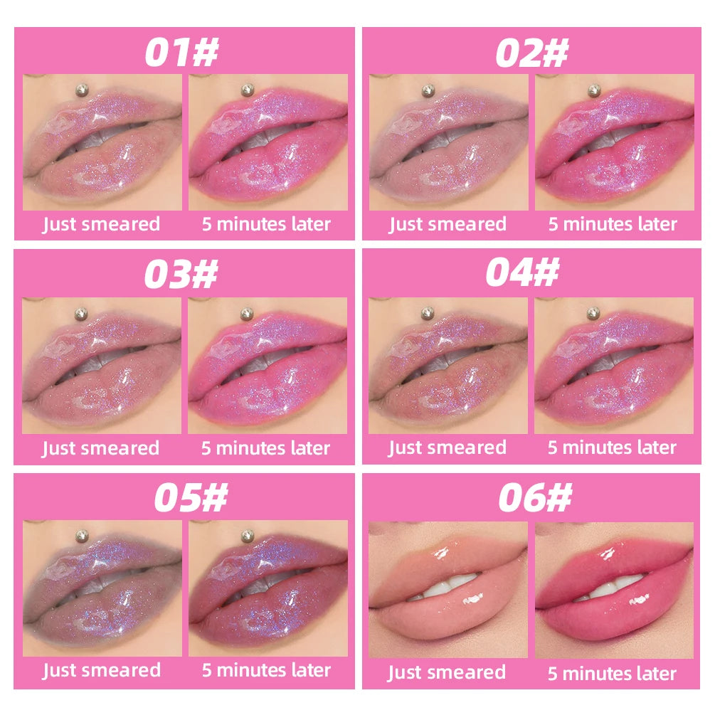 QIBEST 1pc Temperature Color Change Lip Oil Lipgloss Moisturizing Lasting Pink Clear Lip Glaze Pearlescent Lipgloss Makeup New