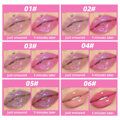 QIBEST 1pc Temperature Color Change Lip Oil Lipgloss Moisturizing Lasting Pink Clear Lip Glaze Pearlescent Lipgloss Makeup New